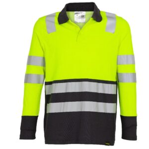 Polera Pique Hibrida Hi-Vis Bi Color Manga Larga Hombre