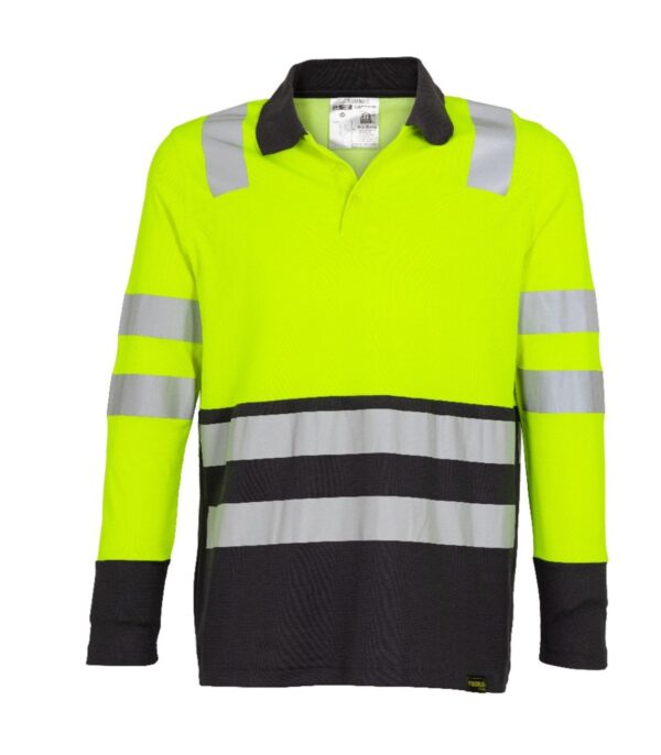Polera Pique Hibrida Hi-Vis Bi Color Manga Larga Hombre