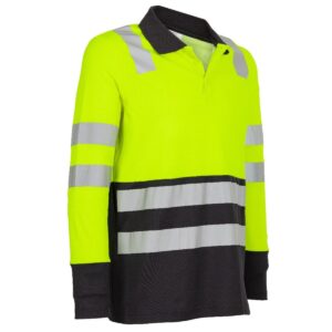 Polera Pique Hibrida Hi-Vis Bi Color Manga Larga Hombre